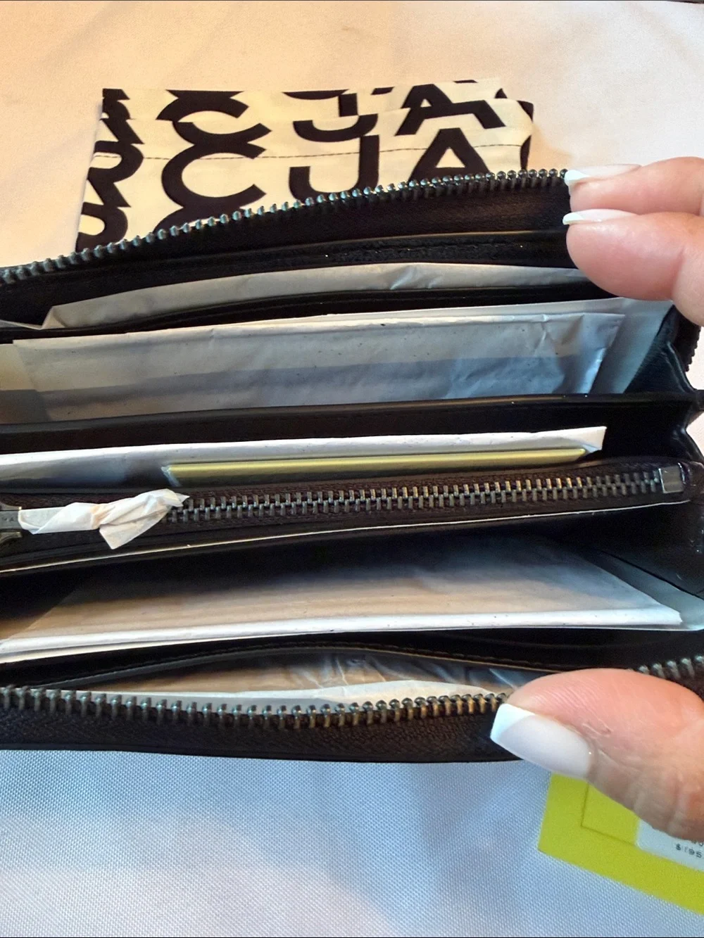 Marc Jacobs Black Zip-Around Saffiano Wallet with Logo Plaque